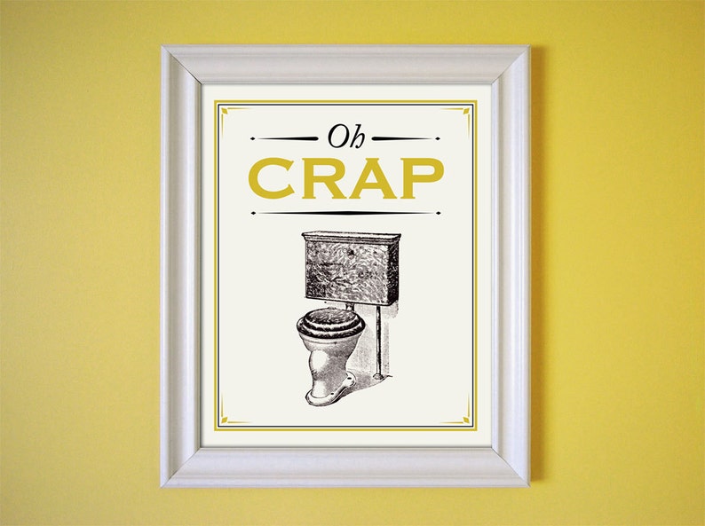 Oh Crap Blue Humorous Bathroom Art Vintage Style Print 8x10 9x12 11x14 16x20 24x30 image 5