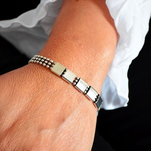 Bracelet chaîne et anneaux laiton argent image 4