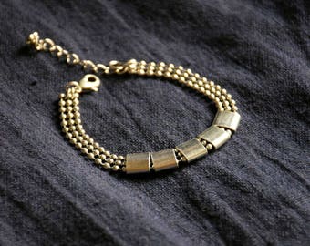 Bracelet chaîne et anneaux laiton argent