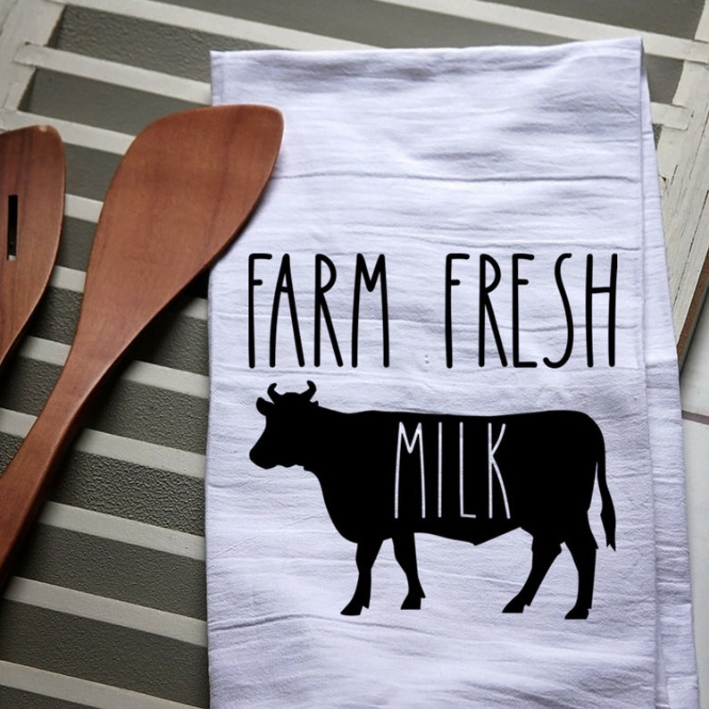 Farm fresh bacon flour sack tea towel