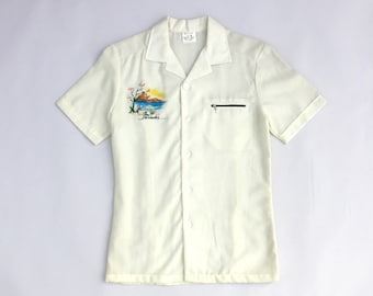 SABAJ Barbados Button Front Beach Shirt. Sz S. Barbados.