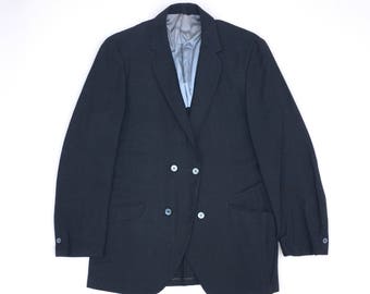 ROBERT HALL Double Breasted Navy Wool Sportcoat. Sz 38R. USA.