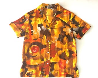 Vintage Textile Hawaiian Button Down Shirt. Sz S. Hawaii.