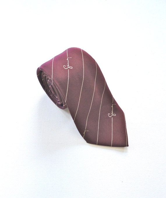 GIVENCHY Burgundy Pinstripe Necktie. 100% Silk. It