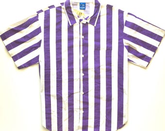 Deadstock OCEAN PACIFIC 'Big Gun Club' Pinstripe Shirt. Sz L. USA.