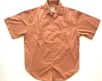 BANANA REPUBLIC Travel and Safari Co. Peach Short Sleeve Safari Shirt. Sz M.