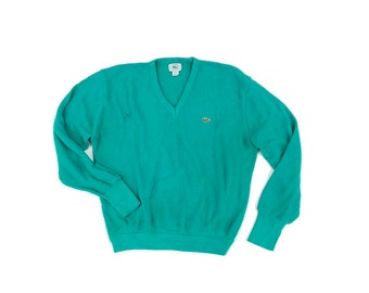 IZOD Lacoste Green V-Neck Sweater. Sz XL. USA.