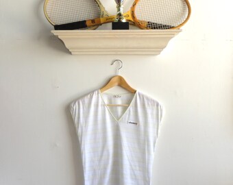 ELLESSE Thin Cotton V-Neck Tennis Top. Sz W8. Italy.