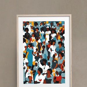 Afroamerikanische Krankenschwester Helden Digitale Wandkunst, Wandkunst für Wohnzimmer und Schlafzimmer, Kunstdrucke digital, herunterladbare Wohnkultur