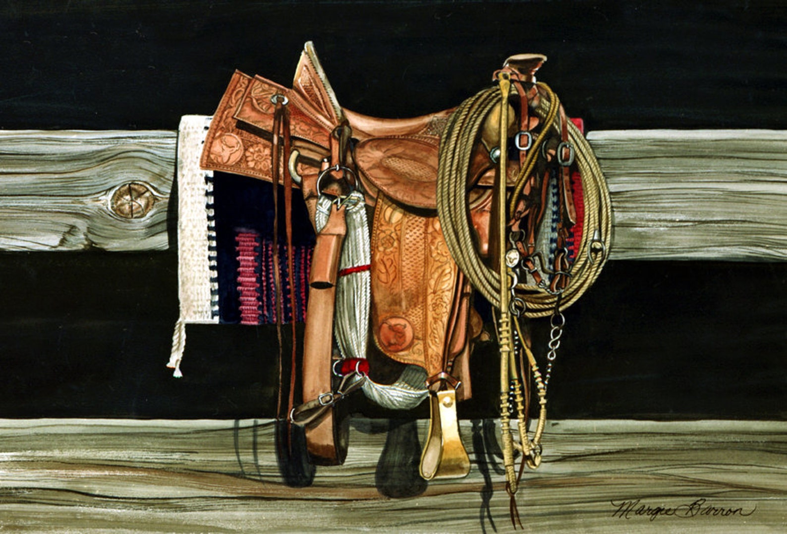 Saddle painting print from my original watercolor Etsy