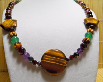 Tiger Eye Round Pendant Necklace