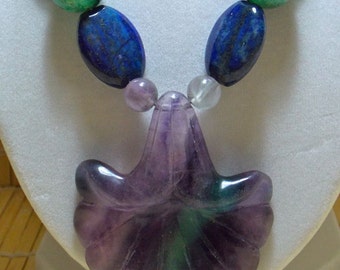 Fluorite Flower Pendant Necklace