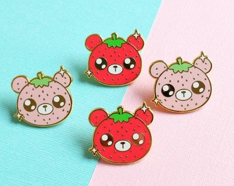 Strawberry Bear Hard Enamel Pins Grade A Pins