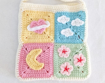 Pastel Surroundings Crochet Granny Square Bag