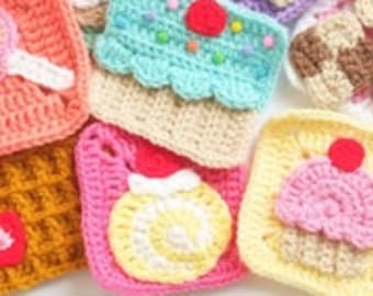 Sweet Treats Applique Patterns - Crochet Tutorial Granny Squares