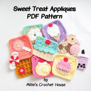 Sweet Treats Applique Patterns - Crochet Tutorial Granny Squares