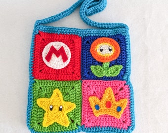 Super Bros Gaming Crochet Granny Square Bag