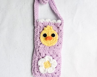 Curious Duck Crochet Granny Square Small Pouch Bag