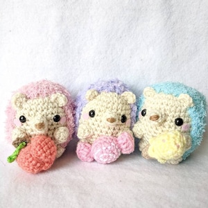 Snacking Hedgehog Crochet Amigurumi Hedgie Cute Critter Plush Made to Order image 2