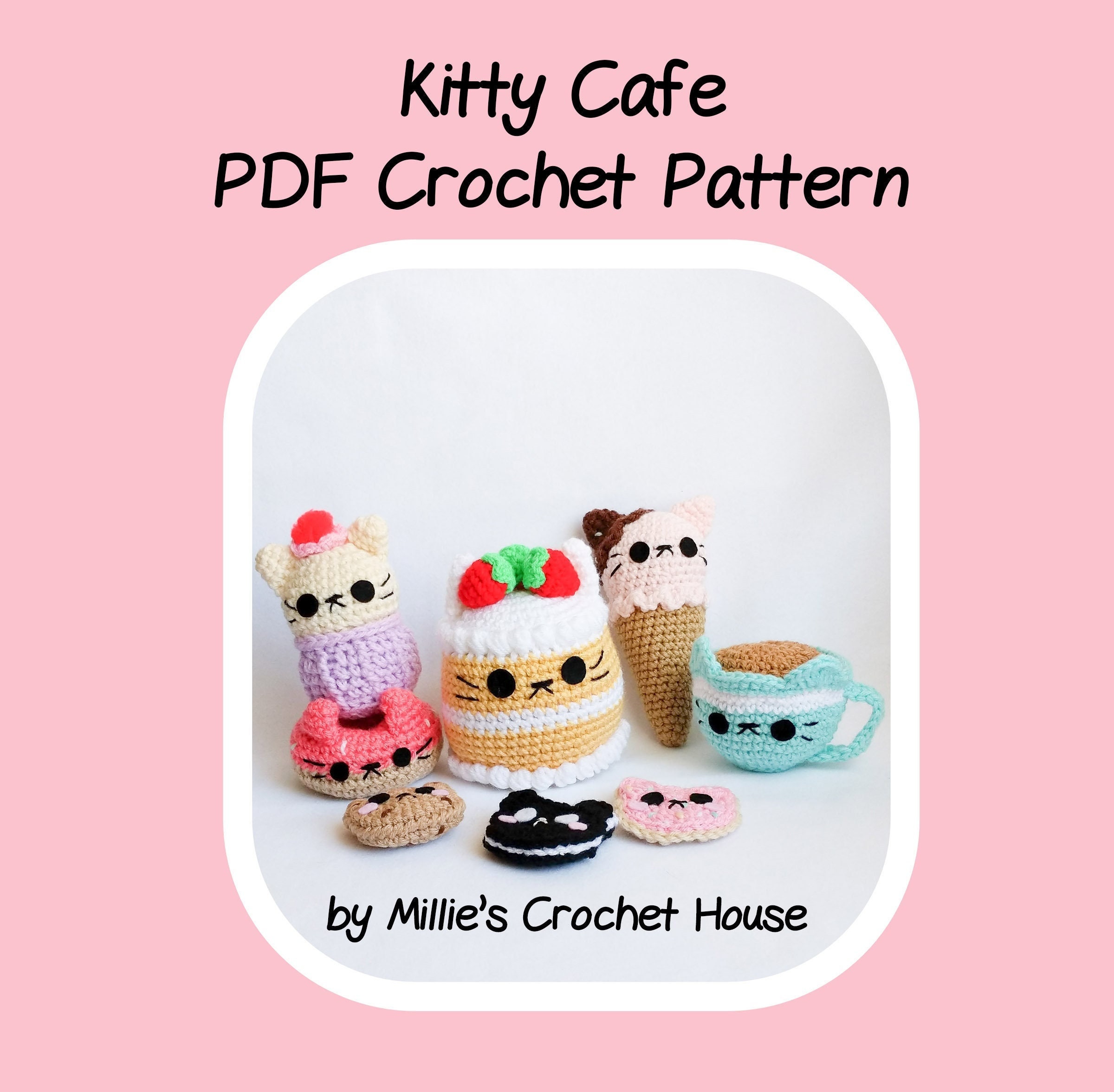 Kitty Cafe Crochet Pattern Set 6 Patterns Total 