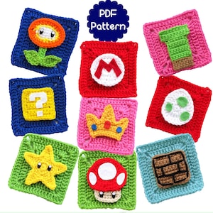 Patrón de ganchillo de apliques de Super Bros (archivo PDF)