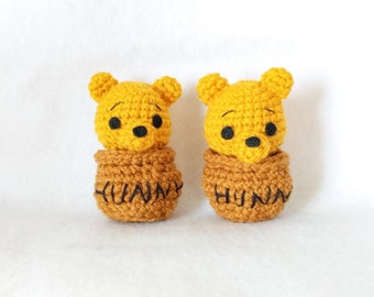 Golden Bear and Honey Pot - Crochet Toy Amigurumi Bear (1) - Made to Order