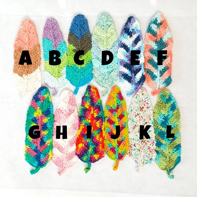 Crochet Feather Bookmarks Handmade Bookmark Etsy