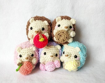 Snacking Hedgehog Crochet Amigurumi Hedgie Cute Critter Plush Made to Order