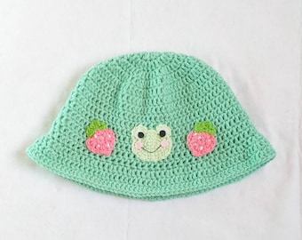 Crochet Bucket Hat Frogs n' Strawberries