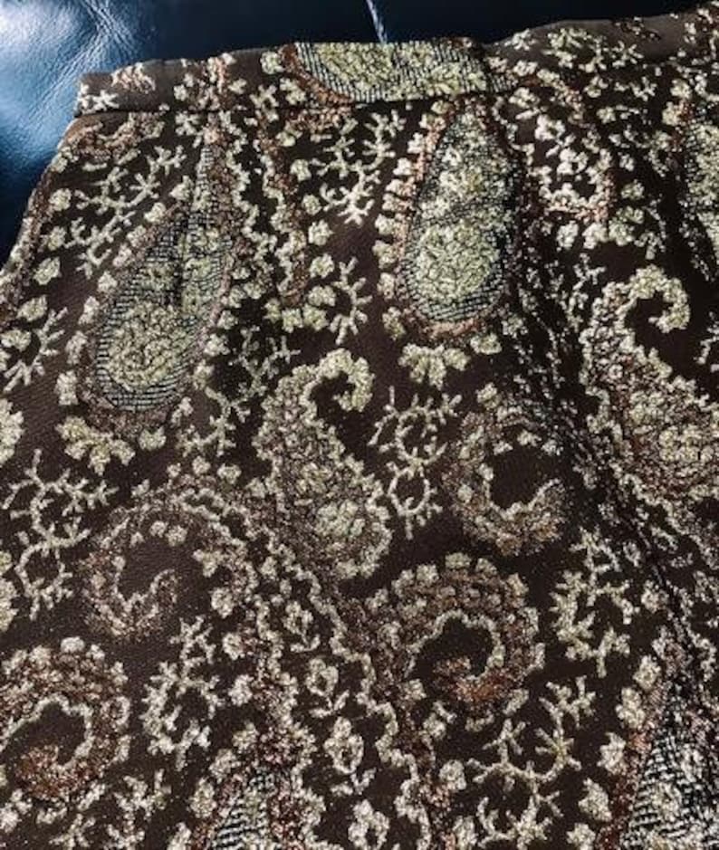SALE-Vintage Brocade Gold Metallic Paisley Maxi Skirt 1960/'s-1970/'s Peck /& Peck 5th Avenue NYC
