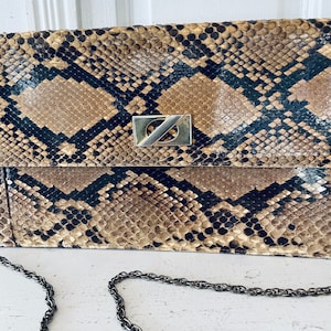 Vintage diseñador 1970's Snakeskin/Python sobre estilo cadena bolso Varon