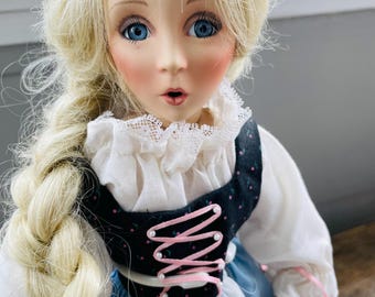 Vintage Rapunzle Porcelain Doll in Original Box by Knowles, artist Diana Effner 1992