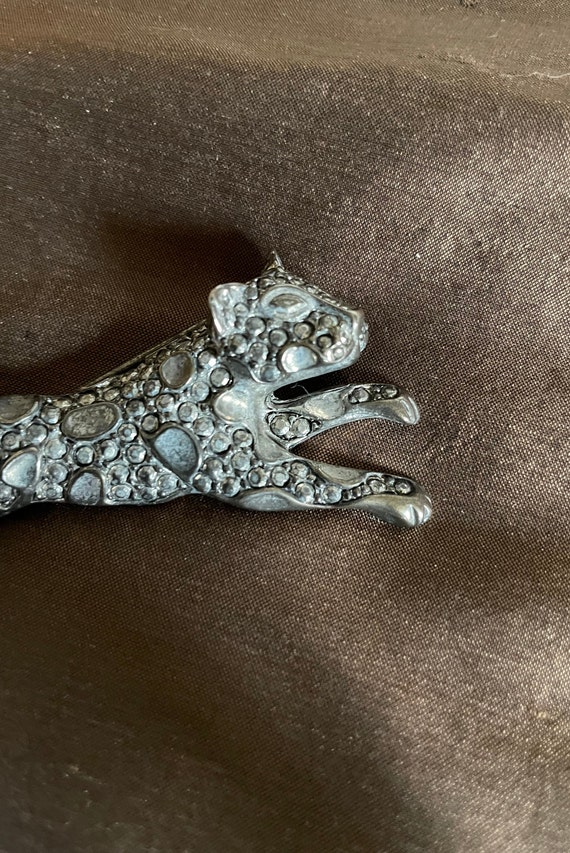 Vintage Large Silver Patterned Panther Brooch