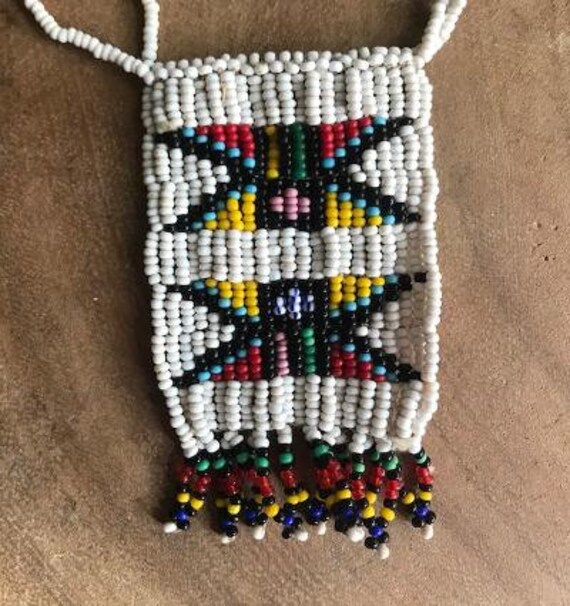 Vintage 1970's Native American Beaded Necklace- A… - image 2