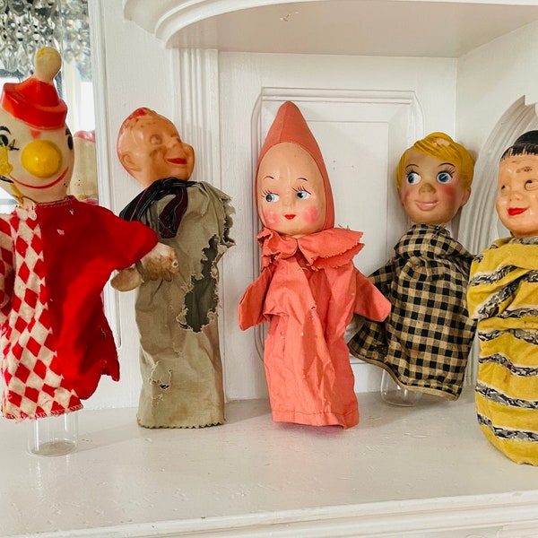 MId Century Vintage Hand Puppets- lot of 5