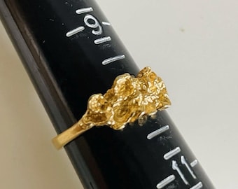 Vintage Gold Plated Nugget Ring Men’s or Women’s Unisex Size 9