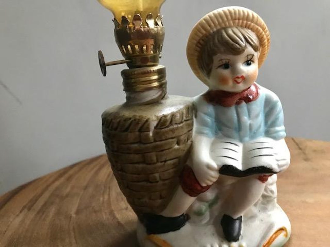 Vintage Ceramic Figurine Lamp Kerosene Lamptable Etsy