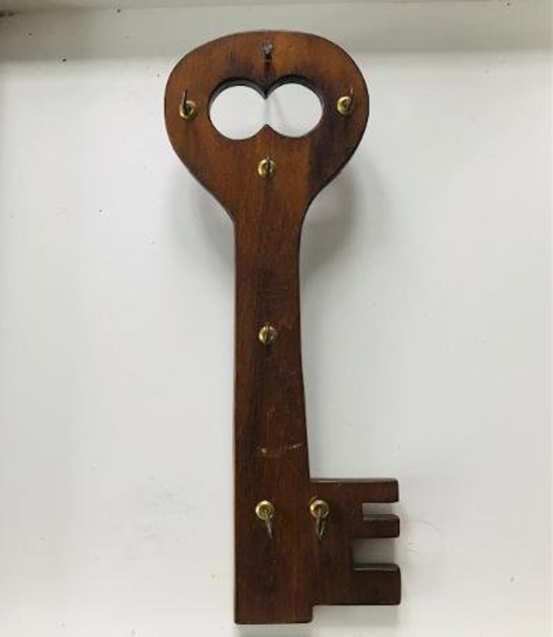 Vintage Wood Key Holder Wall Mount Skeleton Key Rack Etsy
