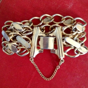 Vintage Disco Diva Slinky Gold Cuff Chain Bracelet
