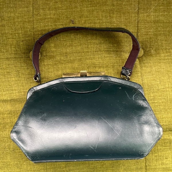 Vintage Mid Century Black and Red Handbag Purse