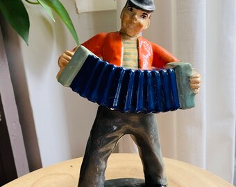 Vintage Old World Man Playing Accordion Figurine