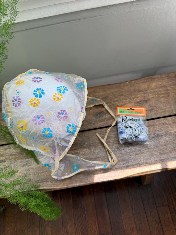 Vintage 1960’s Plastic Rain Bonnets 1 new in package