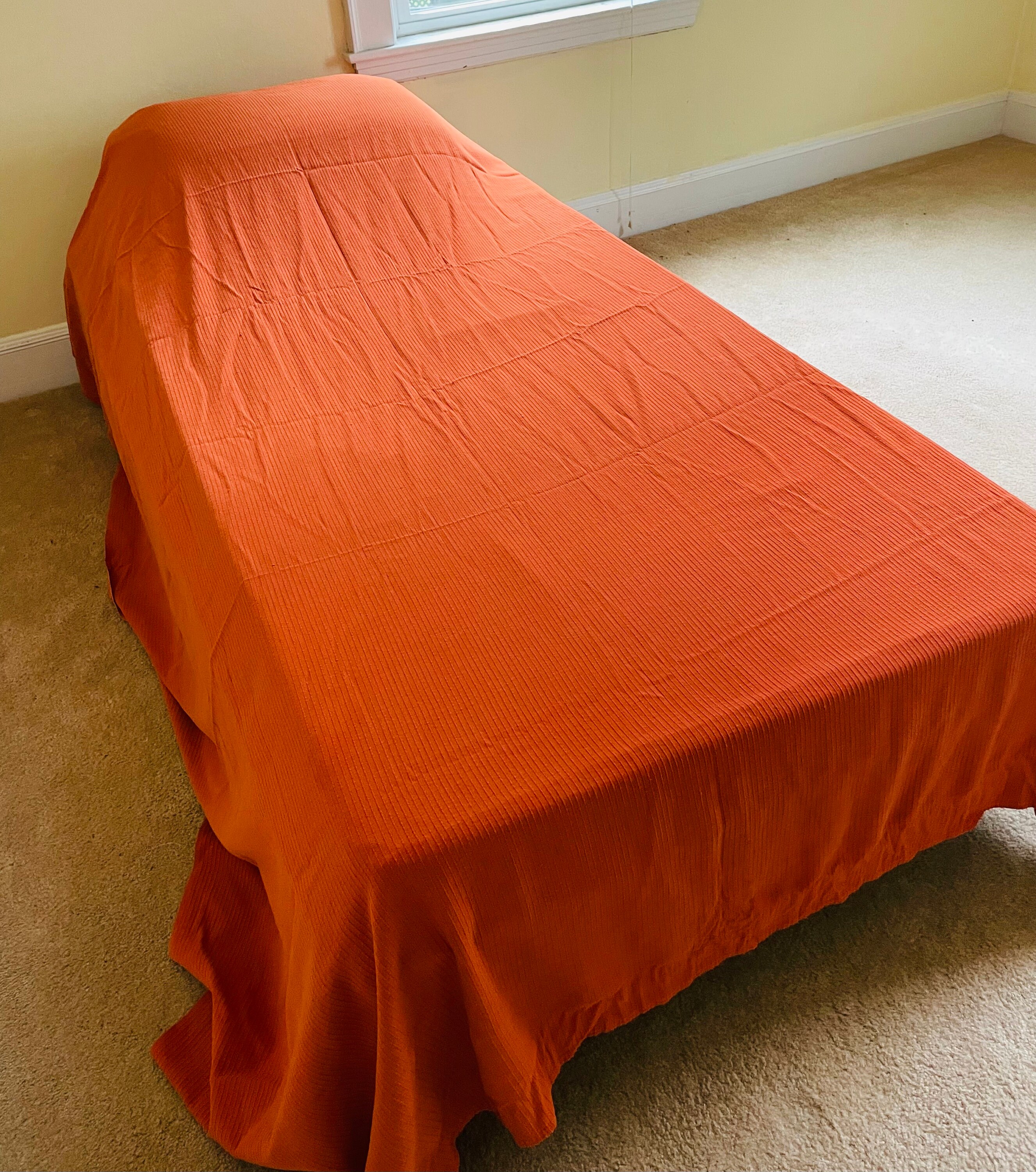 Vintage 1960s 70s Mustard Yellow & Orange Ribbed Bed Etsy