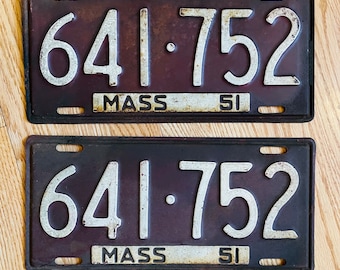 Vintage California Horseless Carriage License Plate Pair - Red