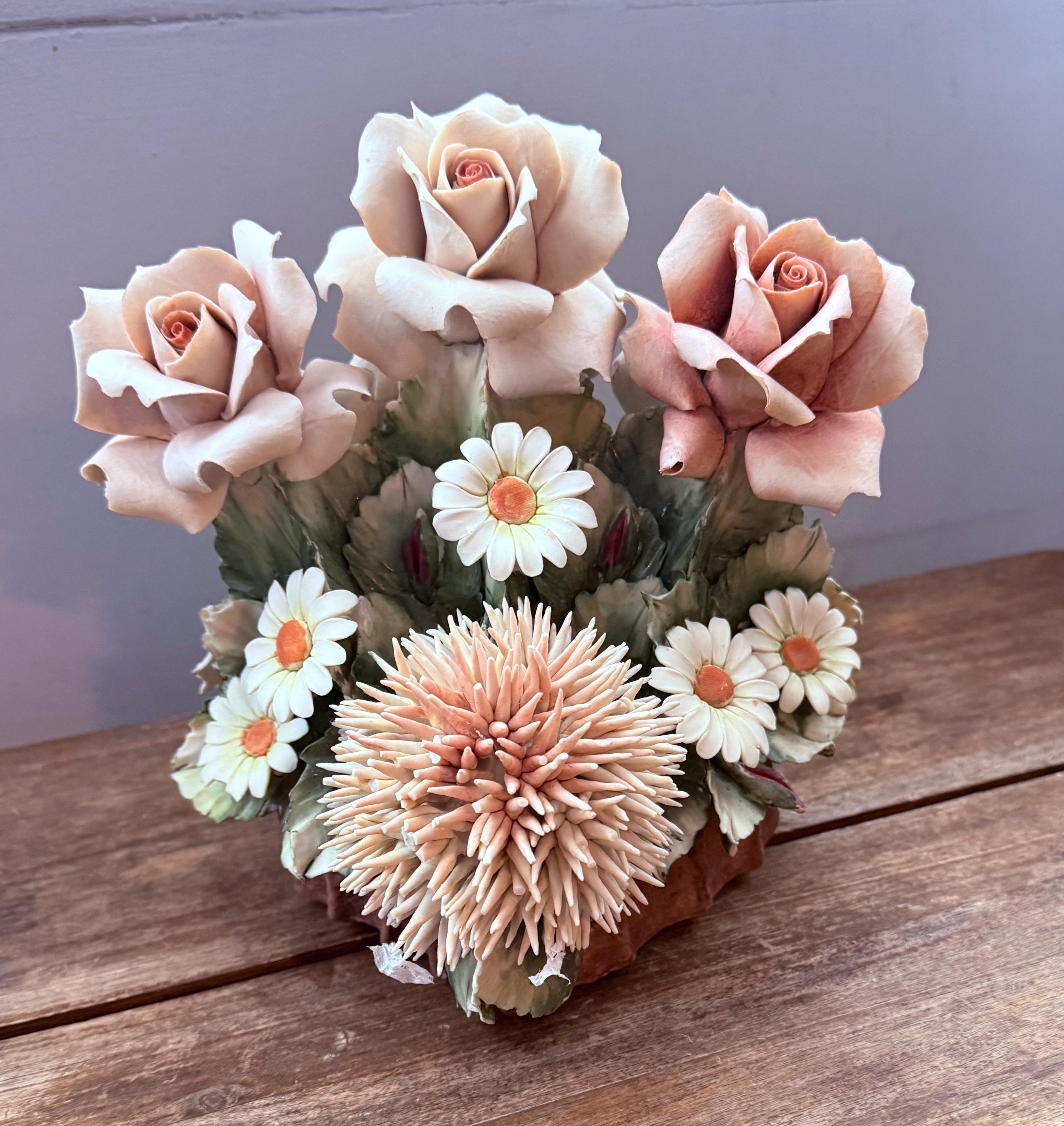 Vintage Capodimonte Ceramic Flowers - Etsy