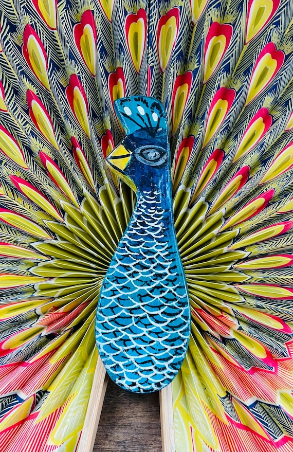 Elegant & Ornate Peacock Fan - Paper Wood Wall Art