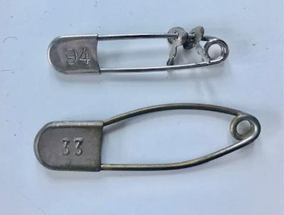 Two Vintage Metal Military Laundry Pin Locker Safety Pin Horse