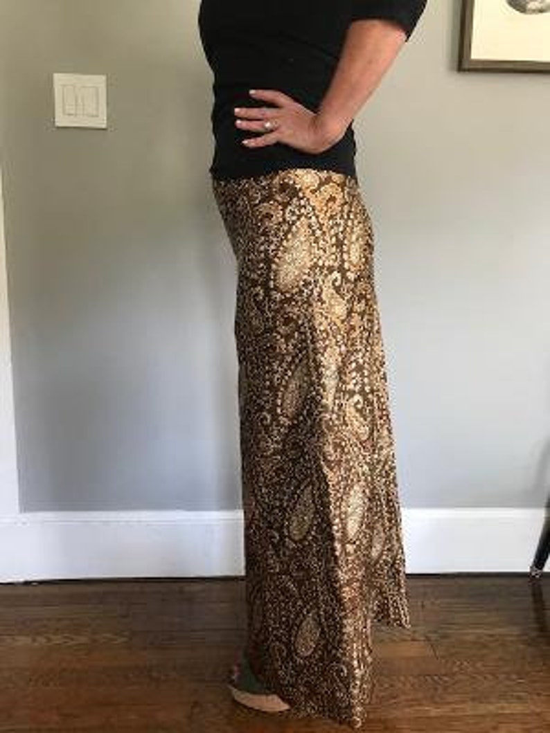 SALE-Vintage Brocade Gold Metallic Paisley Maxi Skirt 1960/'s-1970/'s Peck /& Peck 5th Avenue NYC