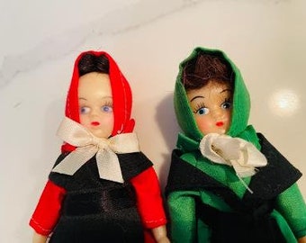 Two Vintage Dolls-Cloak and Hood Doll-Little Red Riding Hood