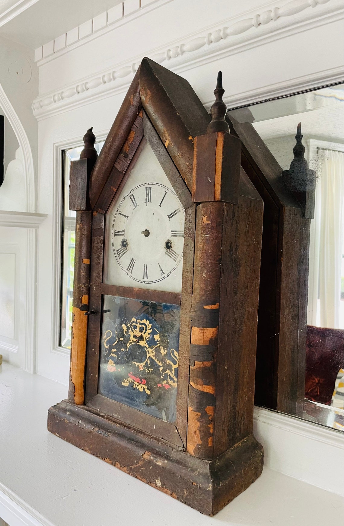 Antique Connecticut Steeple Clock 1800's Gothic Mantle Etsy